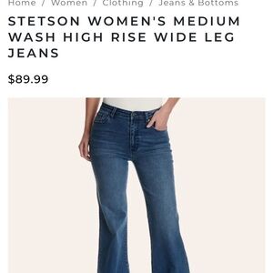 Stetson Women's Medium Blue High-Rise Wide Leg Jeans